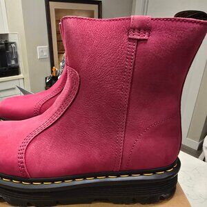 Dr. Martens ZEBZAG RIGGER SLIP ON NUBUCK Premium BOOTS Pink Men's Sz 10 US NEW